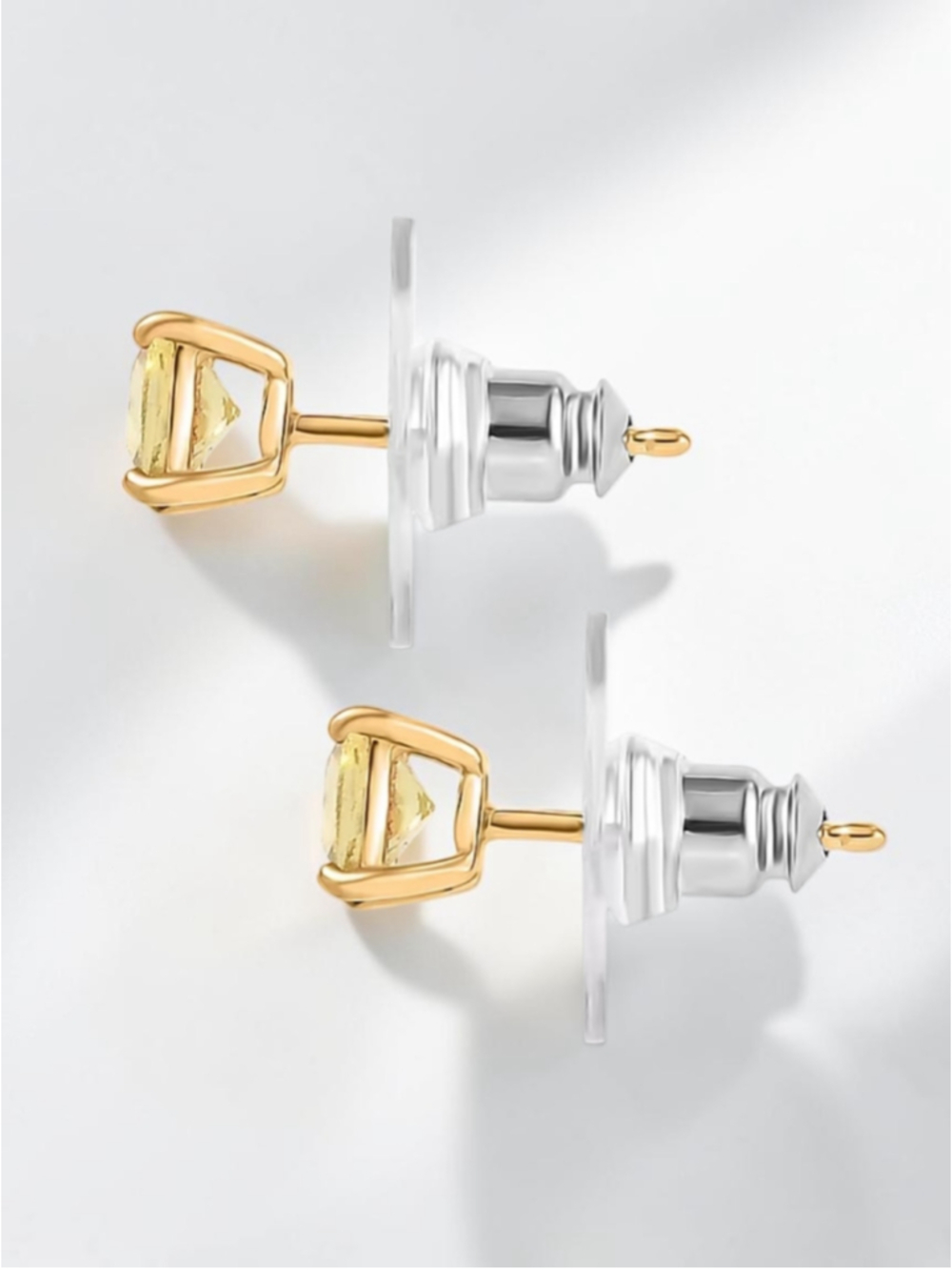 Golden Apatite 1.30 ctw Stud Earrings in 18K Vermeil Gold Over Sterling Silver - Picture 2 of 5